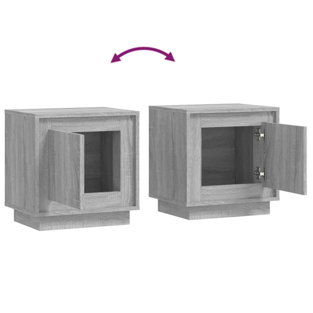 Grey Sonoma Bedside Cabinets Set of 2 - Engineered Wood, 44x35x45 cm