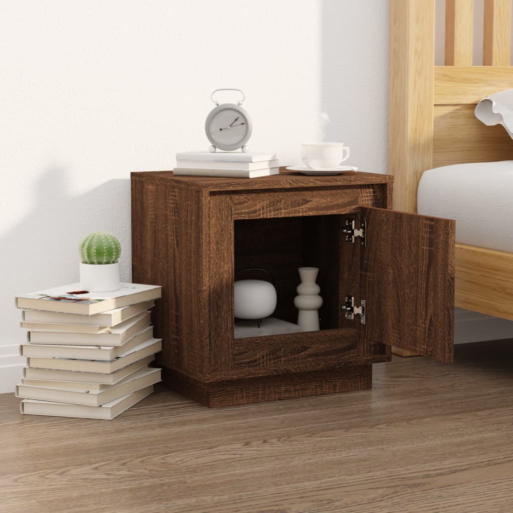 Brown Oak Bedside Cabinet 44x35x45 cm - Engineered Wood