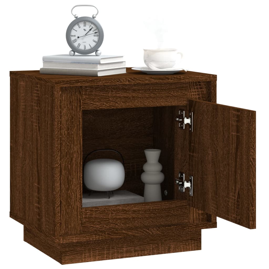 Brown Oak Bedside Cabinet 44x35x45 cm - Engineered Wood