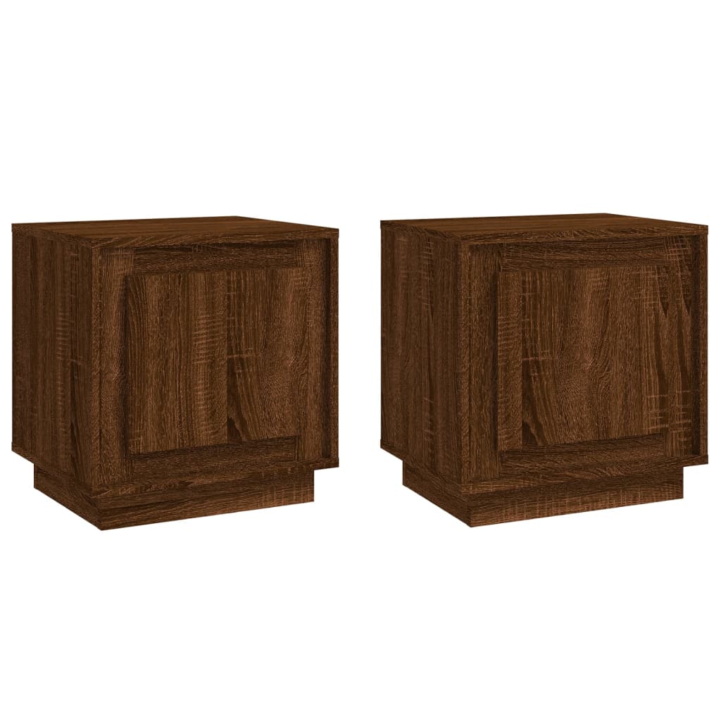 Brown Oak Bedside Cabinets 2 pcs - 44x35x45 cm Engineered Wood