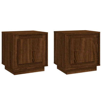 Brown Oak Bedside Cabinets 2 pcs - 44x35x45 cm Engineered Wood