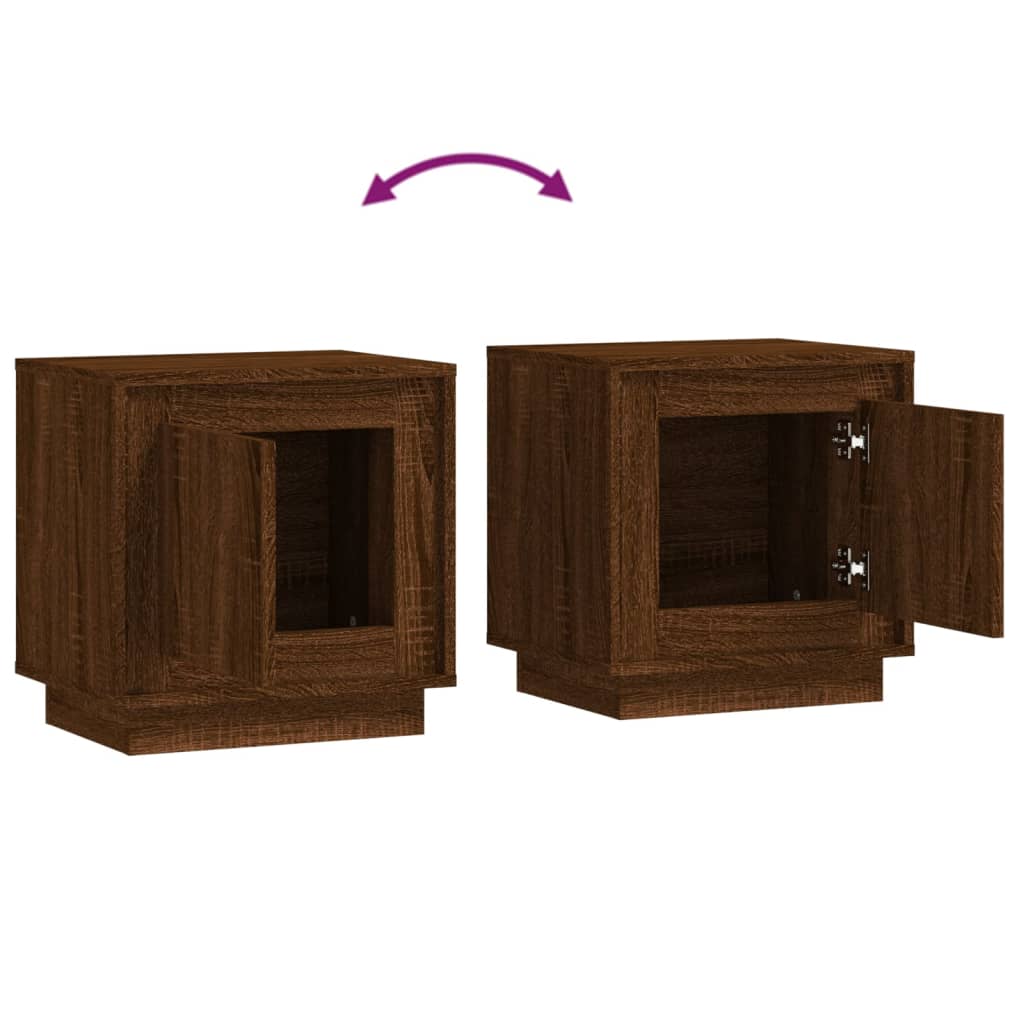 Brown Oak Bedside Cabinets 2 pcs - 44x35x45 cm Engineered Wood