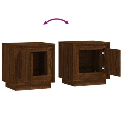 Brown Oak Bedside Cabinets 2 pcs - 44x35x45 cm Engineered Wood