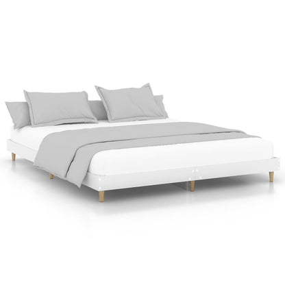 White Engineered Wood Bed Frame 200x200 cm - No Mattress Included