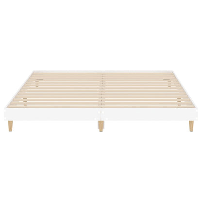 White Engineered Wood Bed Frame 200x200 cm - No Mattress Included