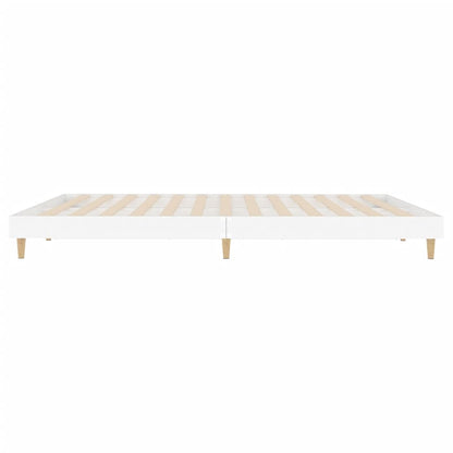 White Engineered Wood Bed Frame 200x200 cm - No Mattress Included