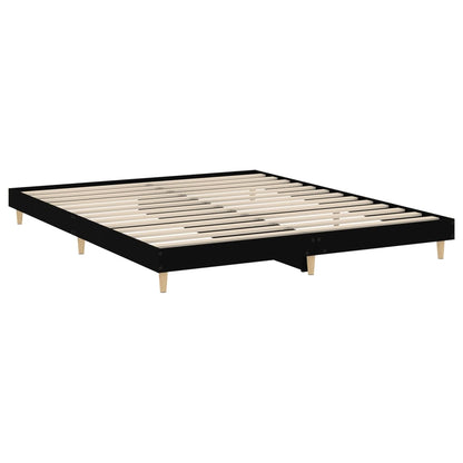 Sleek Black Engineered Wood Bed Frame 200x200 cm - No Mattress Included