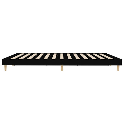 Sleek Black Engineered Wood Bed Frame 200x200 cm - No Mattress Included