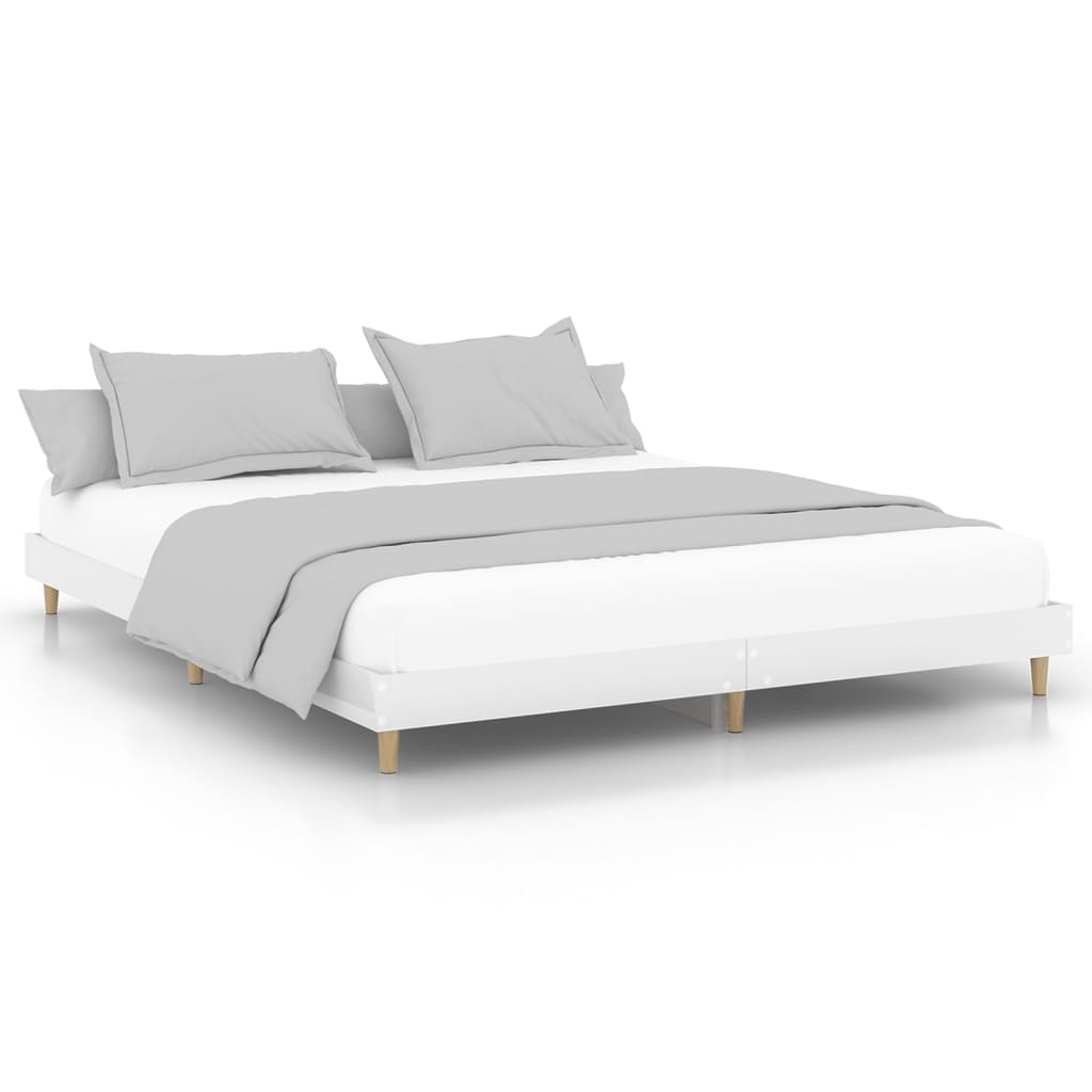 High Gloss White Bed Frame 200x200 cm - Modern & Stylish Design