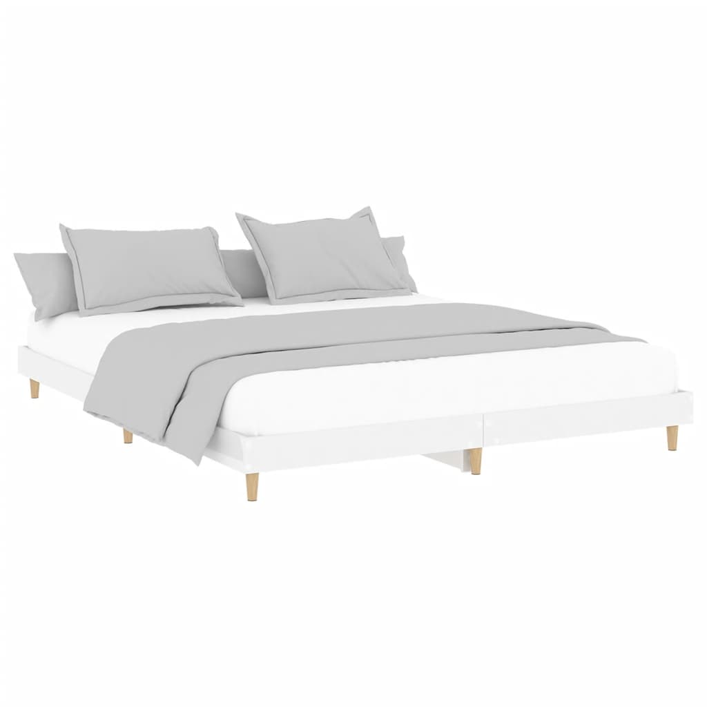 High Gloss White Bed Frame 200x200 cm - Modern & Stylish Design