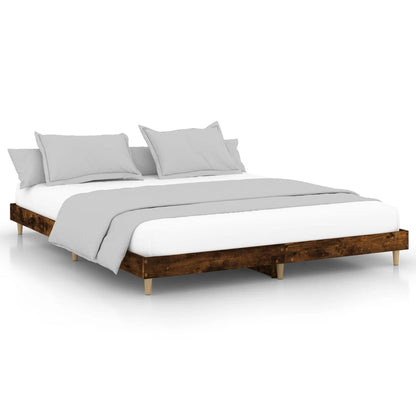 Smoked Oak Bed Frame 200x200 cm - Engineered Wood