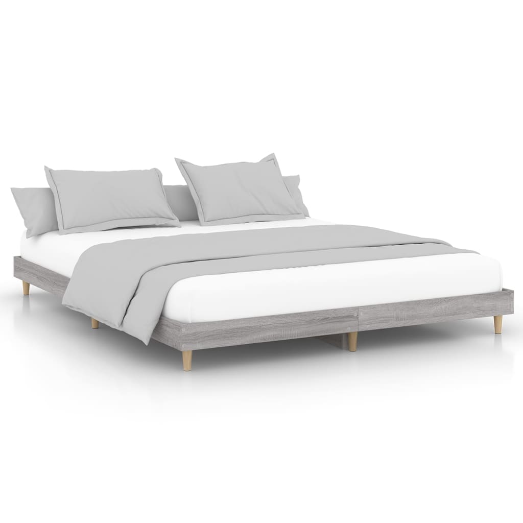 Grey Sonoma Engineered Wood Bed Frame, 200x200 cm - No Mattress