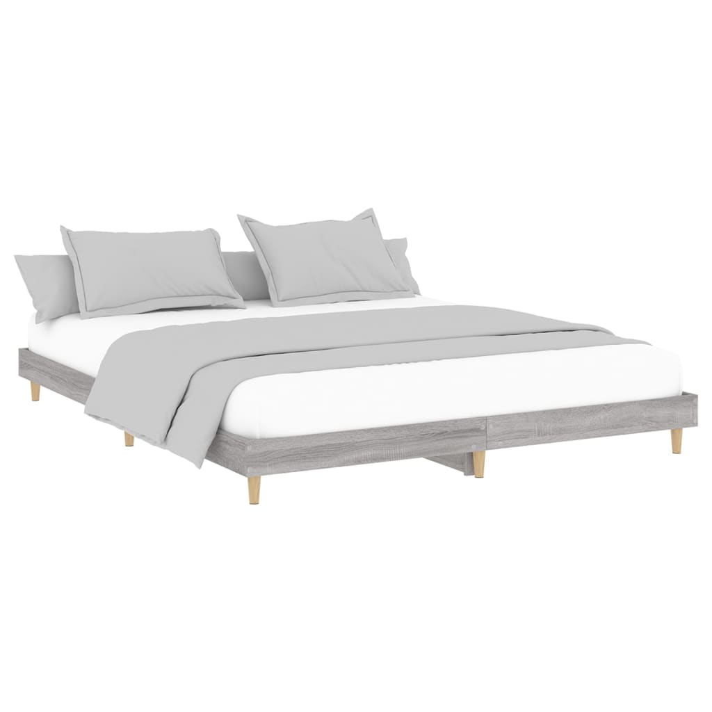 Grey Sonoma Engineered Wood Bed Frame, 200x200 cm - No Mattress