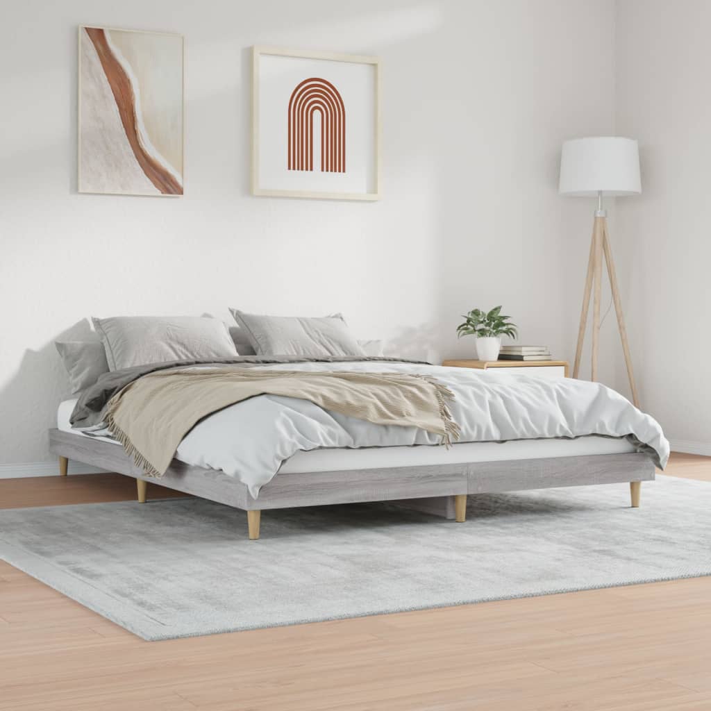 Grey Sonoma Engineered Wood Bed Frame, 200x200 cm - No Mattress
