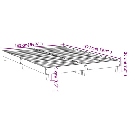 Smoked Oak Bed Frame 140x200cm, Engineered Wood - No Mattress