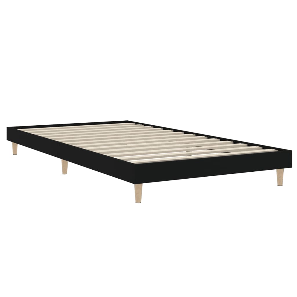 Black Engineered Wood Bed Frame 100x200 cm - No Mattress Included