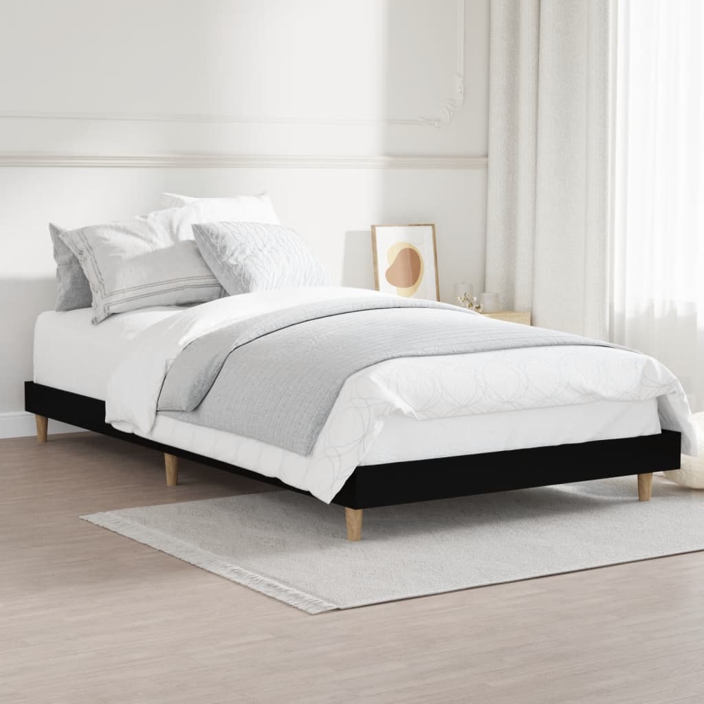 Black Engineered Wood Bed Frame 100x200 cm - No Mattress Included