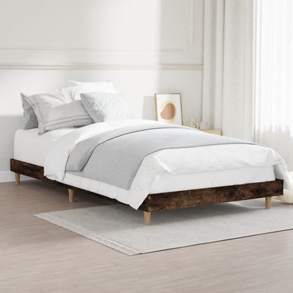 Smoked Oak 90x200 cm Bed Frame | Engineered Wood (No Mattress)