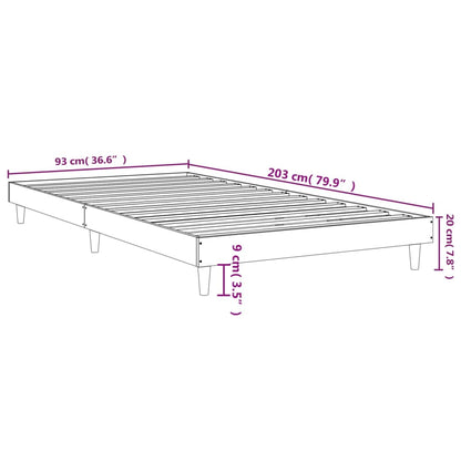 Smoked Oak 90x200 cm Bed Frame | Engineered Wood (No Mattress)