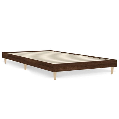 Brown Oak Engineered Wood Bed Frame 90x200 cm - No Mattress Included