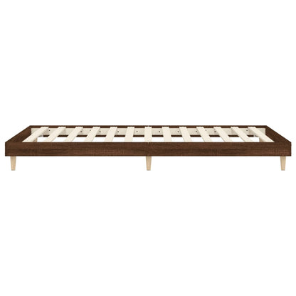 Brown Oak Engineered Wood Bed Frame 90x200 cm - No Mattress Included