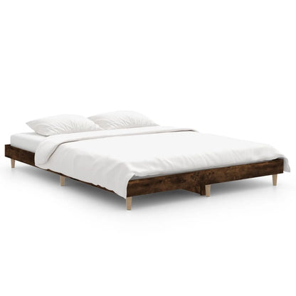 Smoked Oak Double Bed Frame 135x190 cm - No Mattress Included
