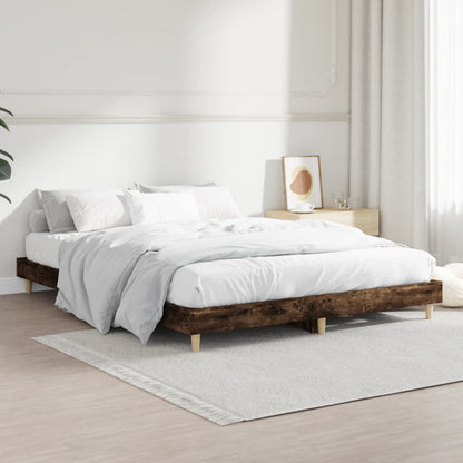 Smoked Oak Double Bed Frame 135x190 cm - No Mattress Included