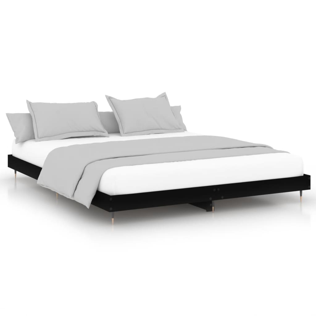 Black Engineered Wood Bed Frame 200x200 cm - No Mattress Included