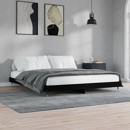 Black Engineered Wood Bed Frame 200x200 cm - No Mattress Included