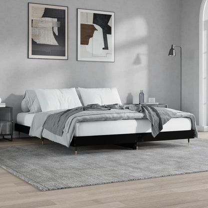 Black Engineered Wood Bed Frame 200x200 cm - No Mattress Included