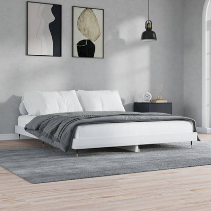 High Gloss White Super King Bed Frame 180x200 cm - Modern Design