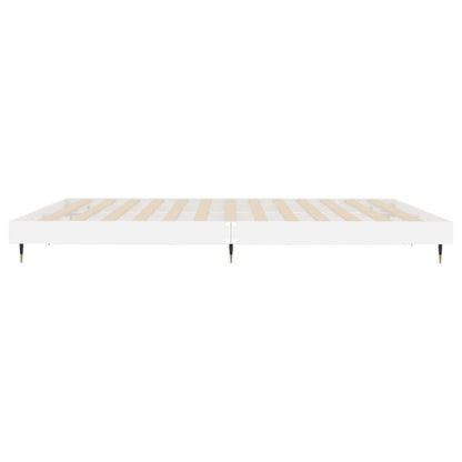 High Gloss White Bed Frame 140x200 cm - Elegant & Sturdy Design