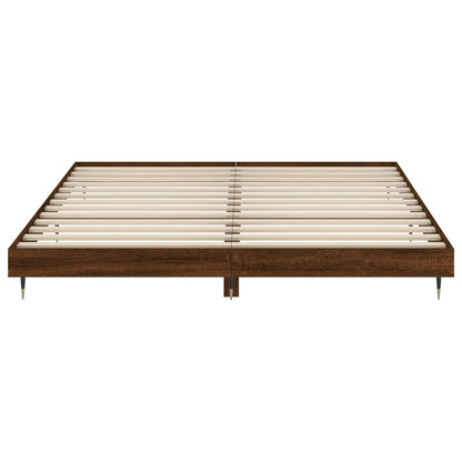 Brown Oak Bed Frame 120x200 cm - Engineered Wood, No Mattress Included