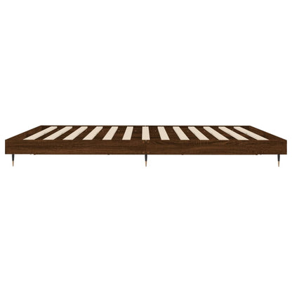 Brown Oak Bed Frame 120x200 cm - Engineered Wood, No Mattress Included