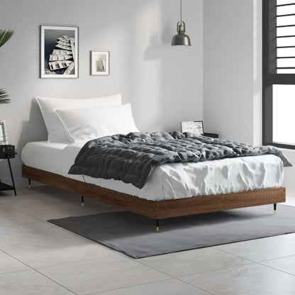 Brown Oak Engineered Wood Bed Frame 90x200 cm - No Mattress Included