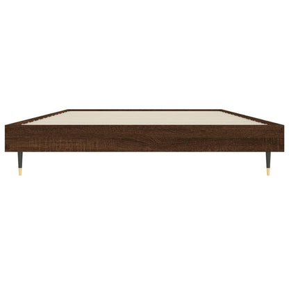 Brown Oak Engineered Wood Bed Frame 90x200 cm - No Mattress Included