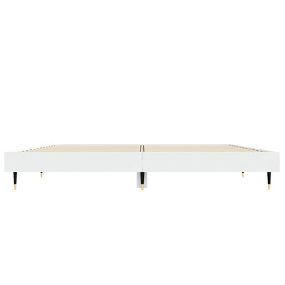 White Engineered Wood Double Bed Frame 135x190 cm - No Mattress