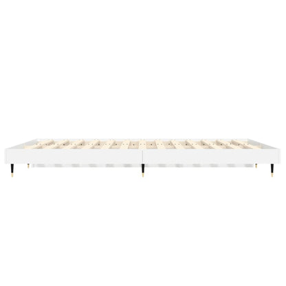 White Engineered Wood Double Bed Frame 135x190 cm - No Mattress