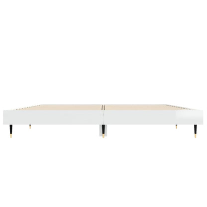 High Gloss White Double Bed Frame 135x190 cm, Modern Design