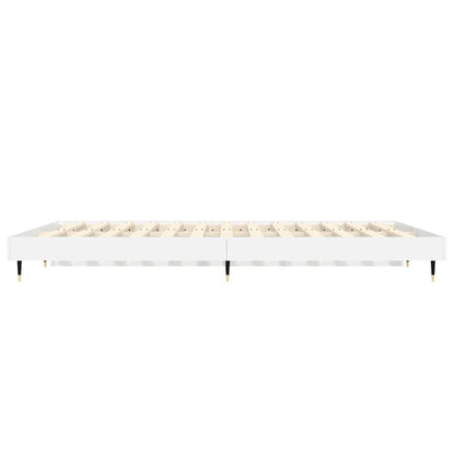 High Gloss White Double Bed Frame 135x190 cm, Modern Design