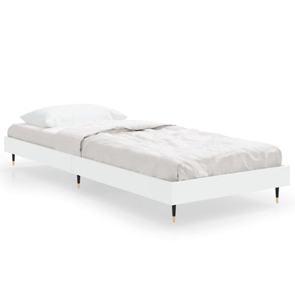 Small Single Bed Frame 75x190 cm White Engineered Wood
