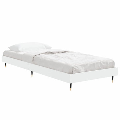 Small Single Bed Frame 75x190 cm White Engineered Wood