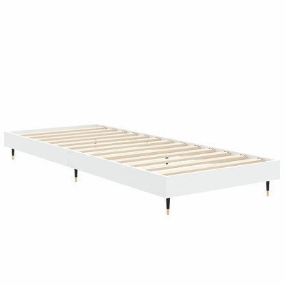 Small Single Bed Frame 75x190 cm White Engineered Wood
