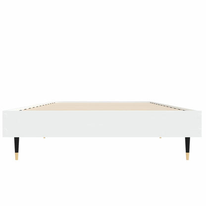 Small Single Bed Frame 75x190 cm White Engineered Wood