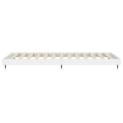 Small Single Bed Frame 75x190 cm White Engineered Wood