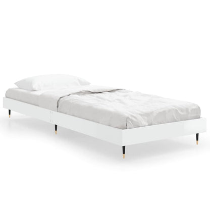 High Gloss White Small Single Bed Frame 75x190 cm - No Mattress