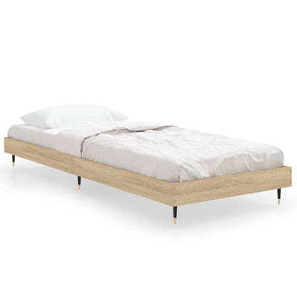 Compact Sonoma Oak Bed Frame 75x190 cm - Engineered Wood Design