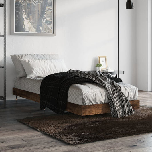 Smoked Oak Small Single Bed Frame 75x190cm - Engineered Wood