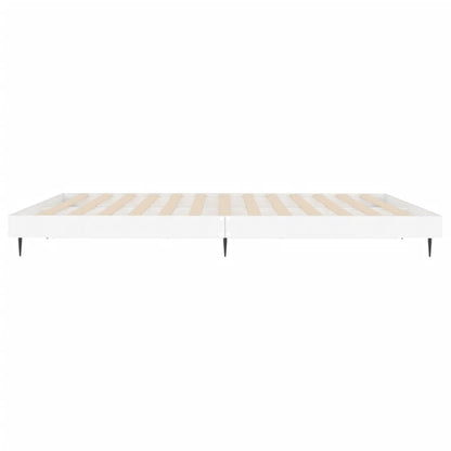 White Engineered Wood Bed Frame 200x200 cm - No Mattress Included