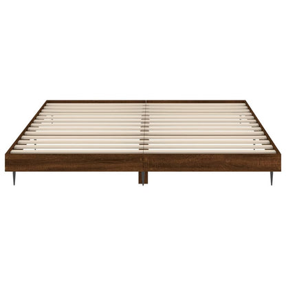 Elegant Brown Oak Bed Frame 200x200 cm - Engineered Wood